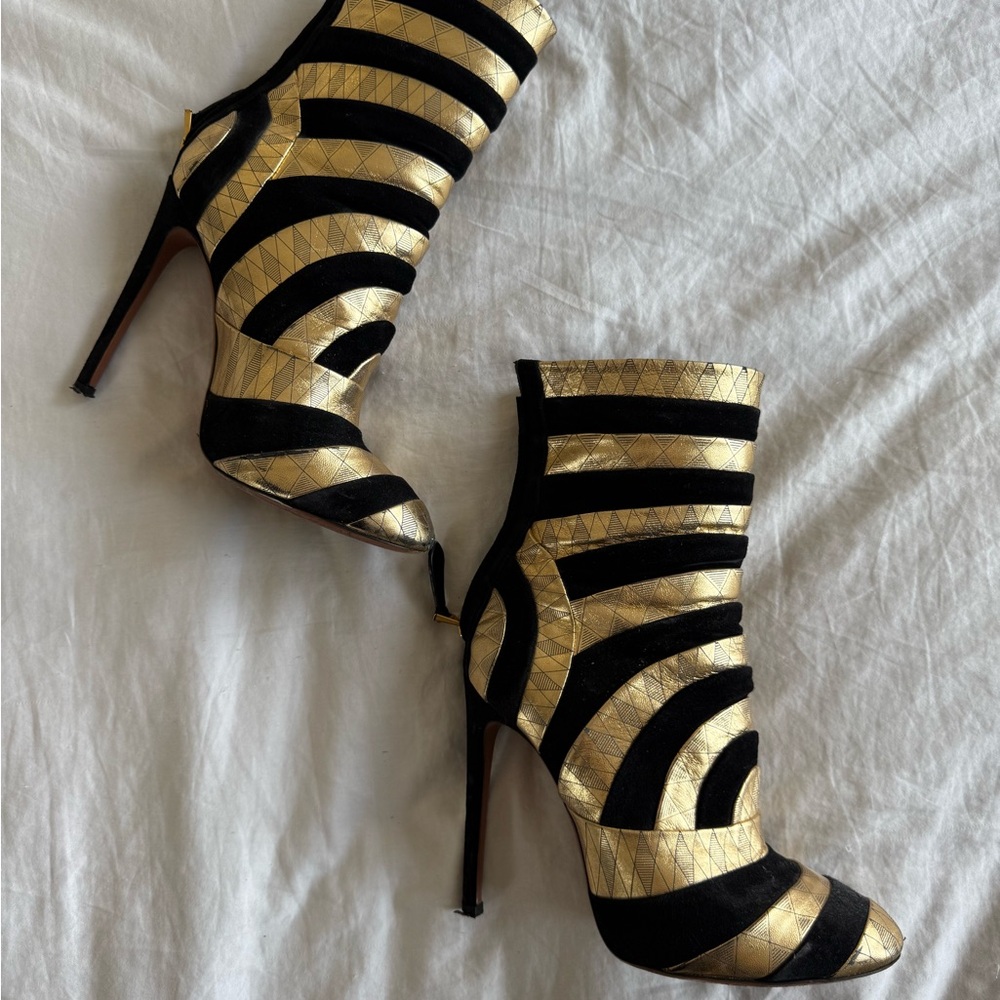Alaïa rare Gold and Black Women's Stiletto Ankle Boots